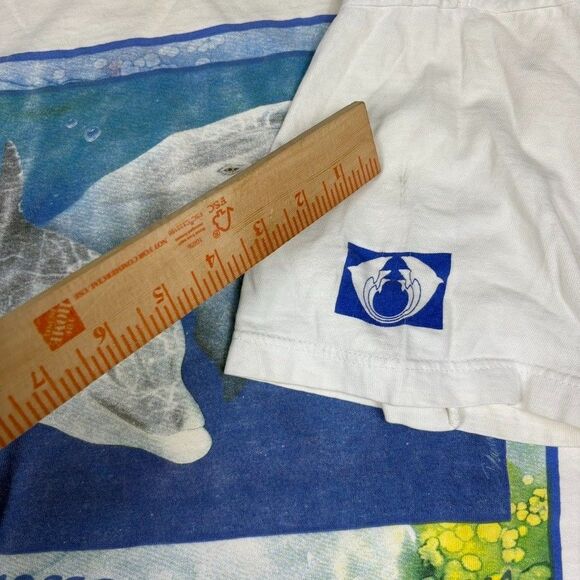 VTG 90s Oceanic Society Dolphin T Shirt L USA Made Single Stitch Graphic Ocean - Picture 8 of 14